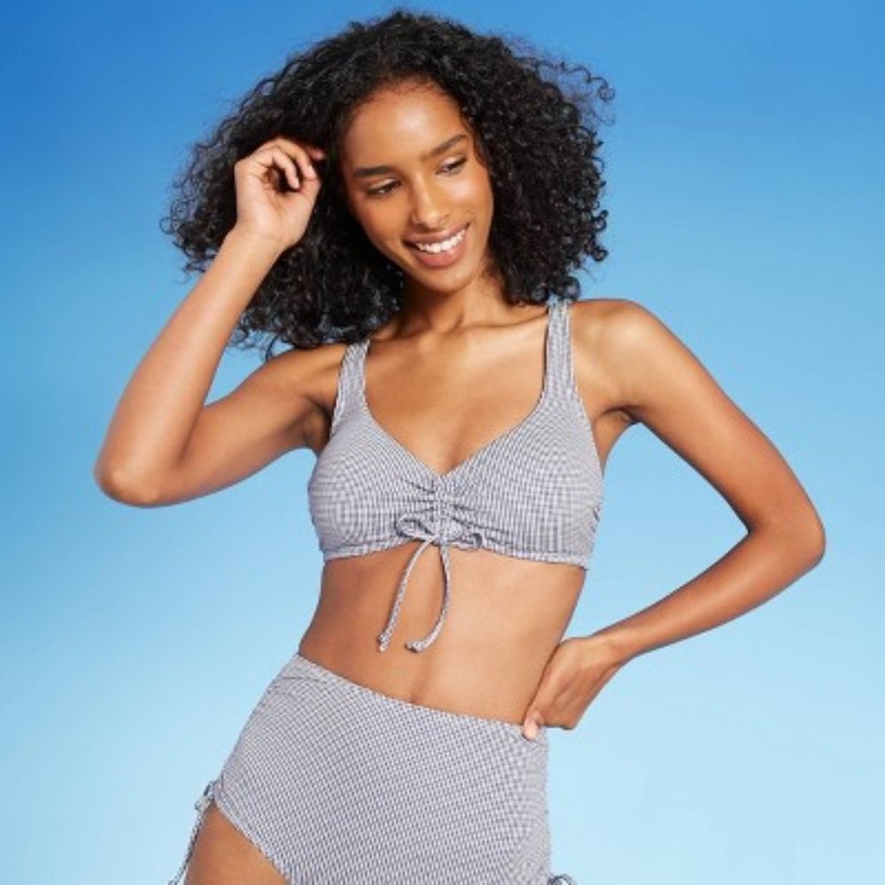 Kona Sol™ Women's Gingham Cinch Front Bikini Top - Picture 1 of 3